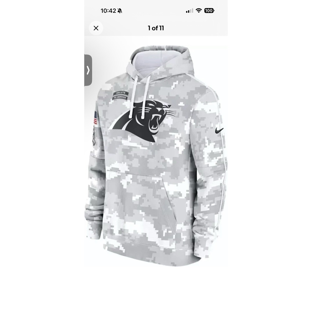 CAROLINA PANTHERS‎ NIKE Arctic Camo 2024 Salute to Service Hoodie MENS Small